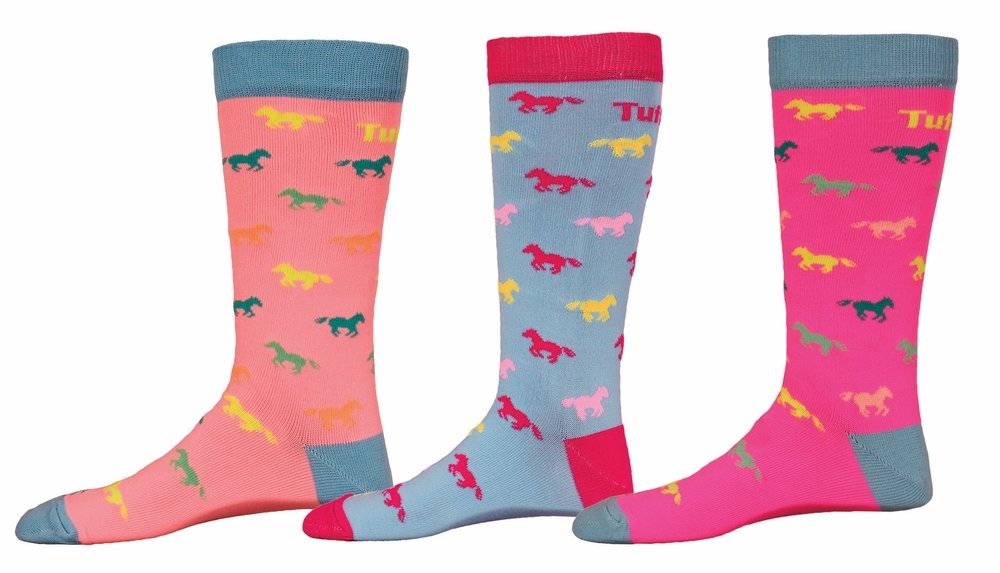 Calcetines para niños TuffRider Neon Pony - Paquete de 3