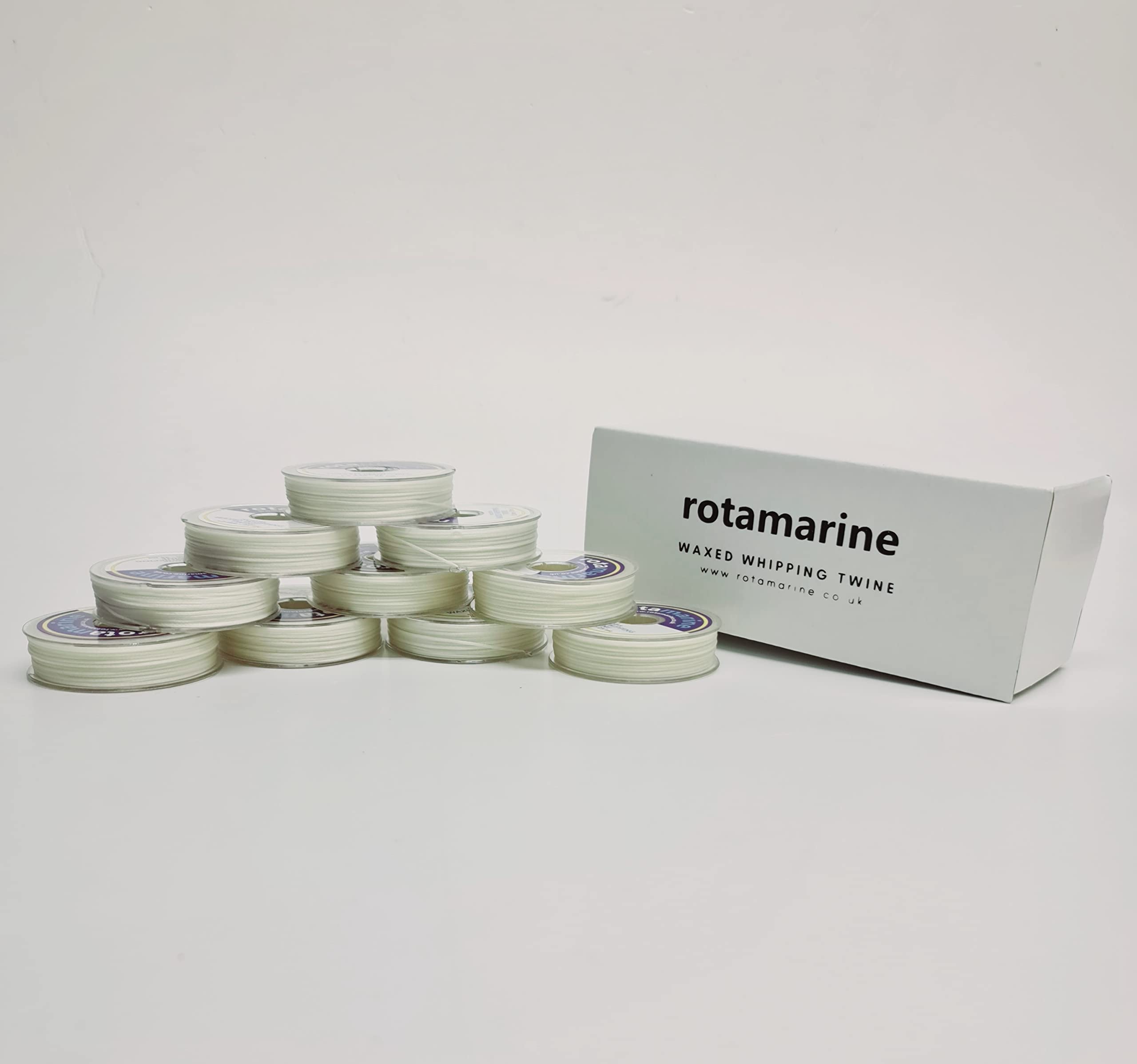 Rota Marine Waxed Whipping Twine Polyester Box of 10 1.2mm 25mt Spool (White) riggers pack