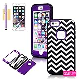 iPhone 6 Plus Case, OMIU(TM) [White Chevron Design] Bran-new Durable Silicone+PC Combo Cool Hybrid 3 Layers Bumper Shock-Absorption Slim Hard Back Case Cover Protector Fit For Apple iPhone 6 Plus(5.5)(Purple), Sent Screen Protector+Stylus+Cleaning Cloth