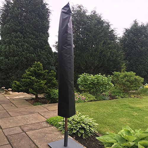 Patio Umbrella Covers Parasol Outdoor Offset Covers Waterproof Fits 7ft to 11ft Umbrellas for Market Umbrellas Large with Storage Zipper Bag, Black - Thumbnail 7