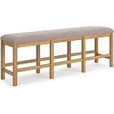 Signature Design by Ashley Havonplane Counter Height Dining Bench, 72" | Plush foam 25.6" seat, Distressed light brown pine wood frame, Seats 3 adults comfortably
