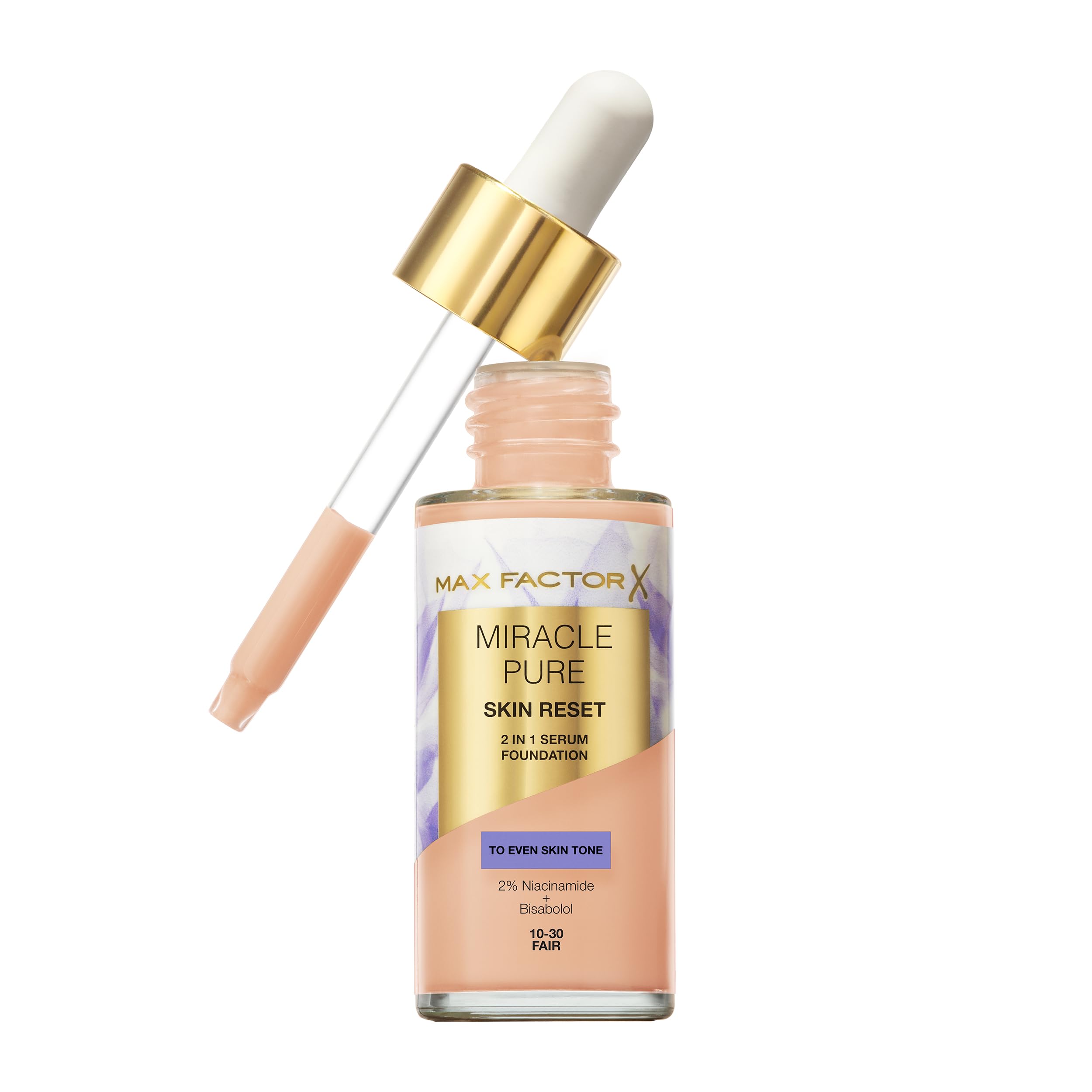 Max Factor Miracle Pure Skin Reset Serum Foundation 10-30 Fair, 2-in-1 Serum Formula, Healthy Looking Skin, Medium Coverage, Satin Matte Finish, 2% Niacinamide, Dermatologically Tested — image 1