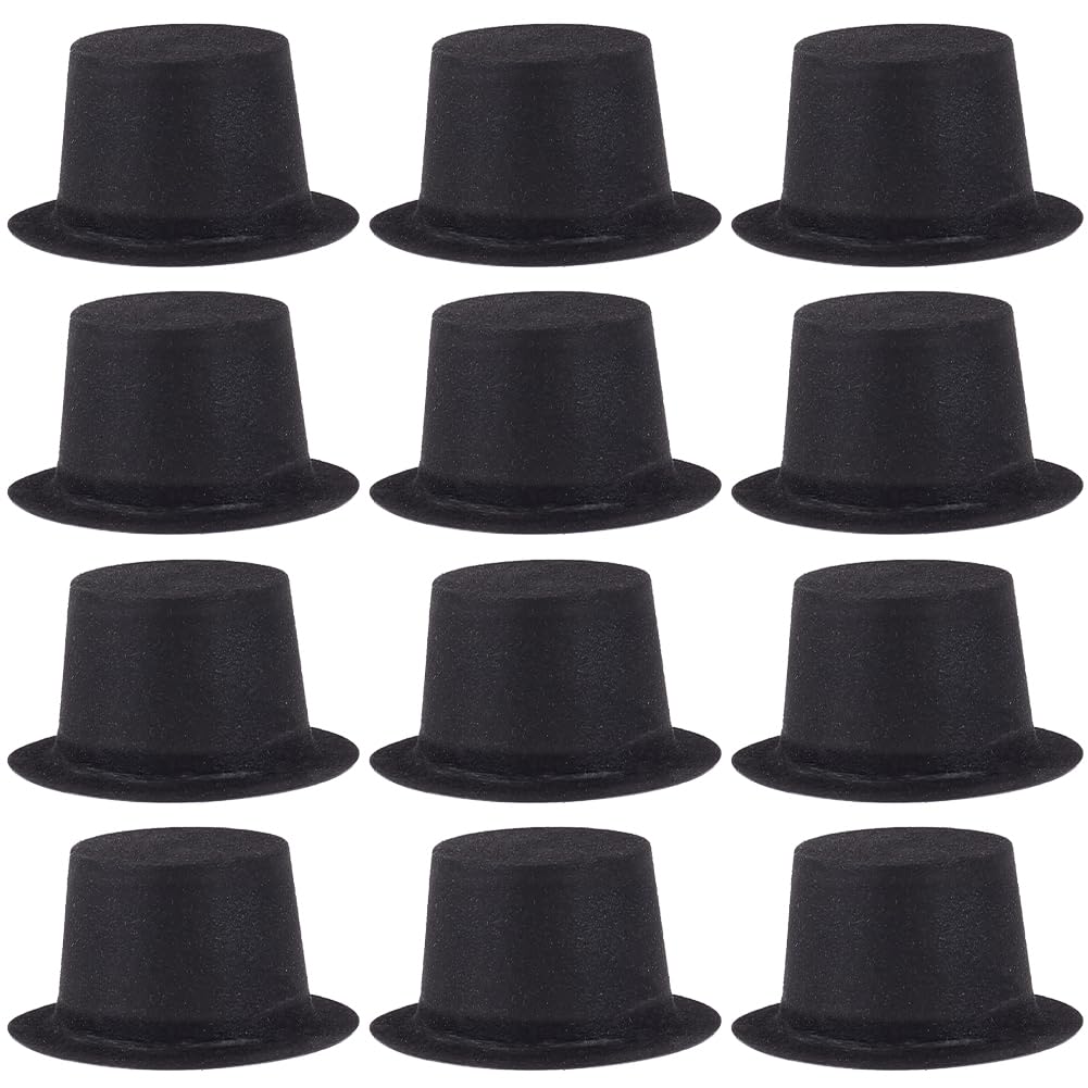 Photo 1 of BENECREAT 50 Pcs 2.55Inch Mini Black Top Hats, Plastic Miniature Hats, Mini Velvet Hats, Mini Formal Hats Bowler Hat for Crafts DIY Pet Hat Christmas Party Hair Decoration