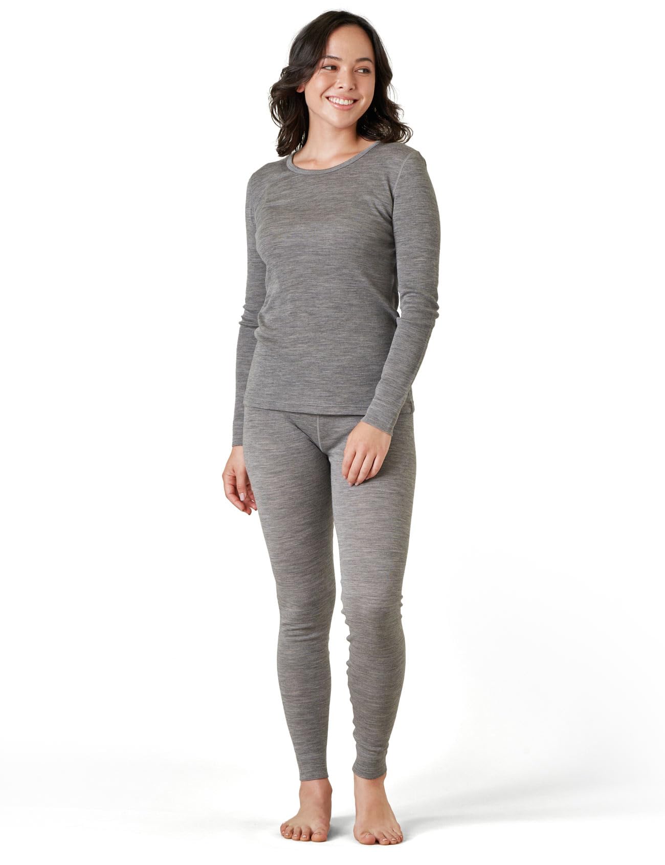 Photo 1 of LAPASA Womens 100% Merino Wool Base Layer Set Lightweight Thermal Underwear Long John Top & Bottom Warm Cold Weather L58 Small 1. Lightweight Heather Gray 1 Set