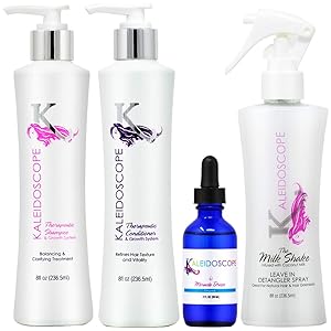 Kaleidoscope Therapeutic Shampoo + Conditioner + Leave in 8oz + Drops 2oz