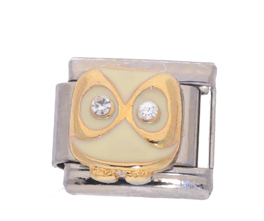 La Cima 18 K Gold-Eule mit Glas Amulett – für Nomination-Armbänder, italienischer Stil, klassische Größe