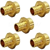 QTNB1212-5 Male Sweat Copper Adapter X Pex Barb Pipe Fitting, 1/2'' x1/2'', Brass, 5 pack