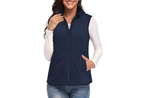 SMENG Women's Polar Fleece Zipper Vest Sleeveless Stand Collar Jacket Soft Warm Outerwear Coat Vest with 4 Pockets