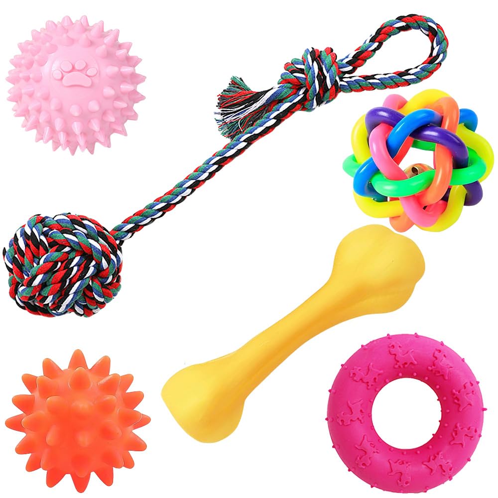 Speedy Panther 6Pcs Dog Chew Toys for Small Dogs, Puppy Teething Toy From 8 Weeks, Dog Ball Toys, Dog Toy Set for Small Medium Dogs