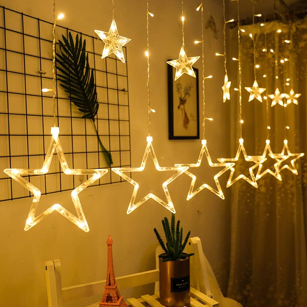 GlobaLink Christmas Star Curtain Lights, 12 Stars 138LED Connectable Star Window Lights