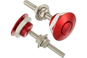EPLZON Diameter 1.25 inch Quick Release Latch Bumper Bumper Hood License Plate Lock Clip Kit Universal Aluminum Engine Hood Pin(Pack of 2pcs,Red)