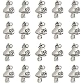 Comimark 20 pc Silver Mushroom Charms - Perfect for DIY Jewelry Making & Handmade Accessories (25x16mm)