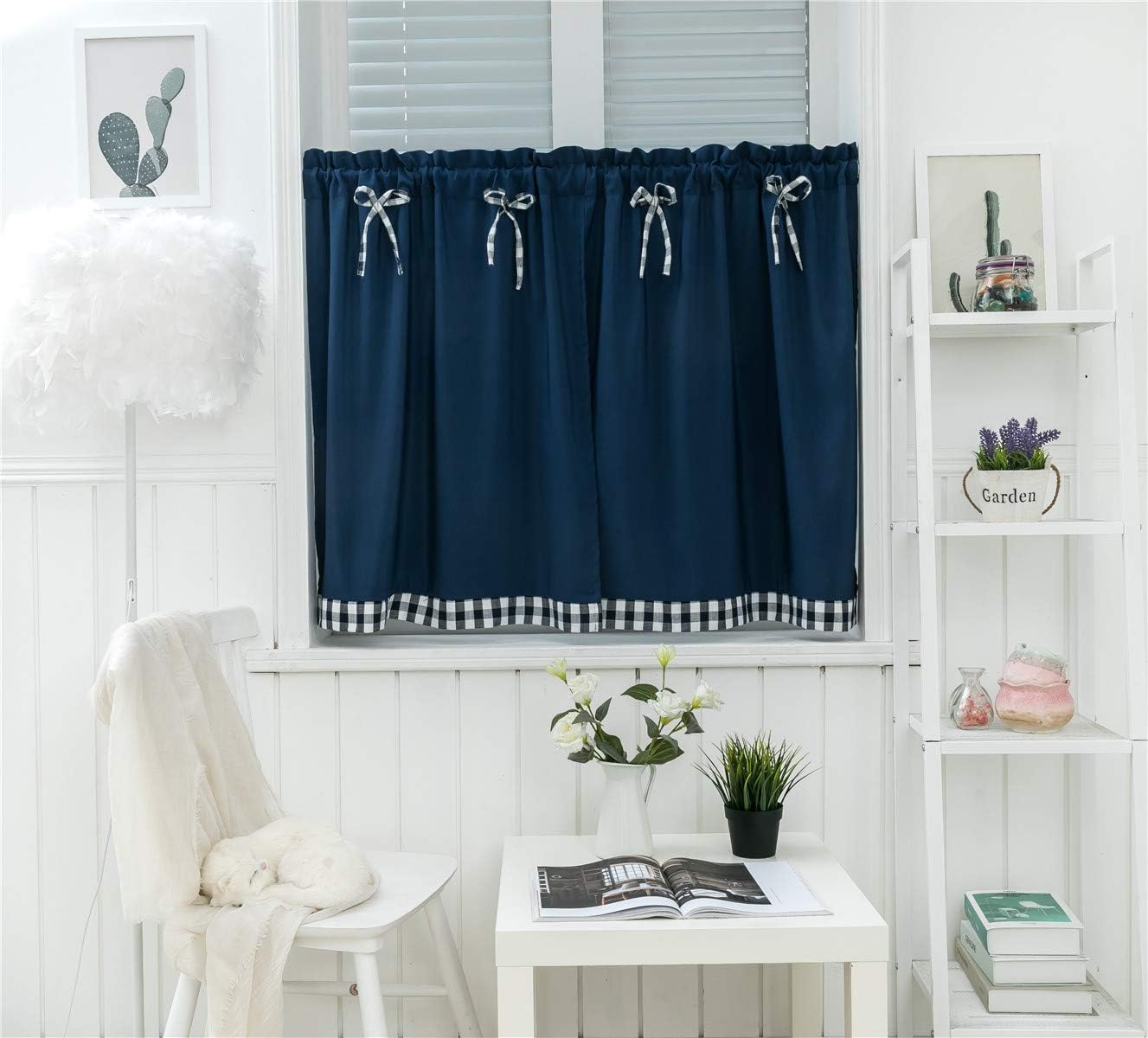 Dreamskull Lot de 2 rideaux courts pour petite fenêtre Style maison