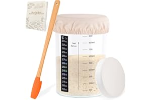 NEOBELLA Sourdough Starter Jar Kit, Sourdough Starter Jar with Thermometer, Scraper, Cloth Cover and Lid. Reusable Sourdough Jar Kit Use for Home Bakery