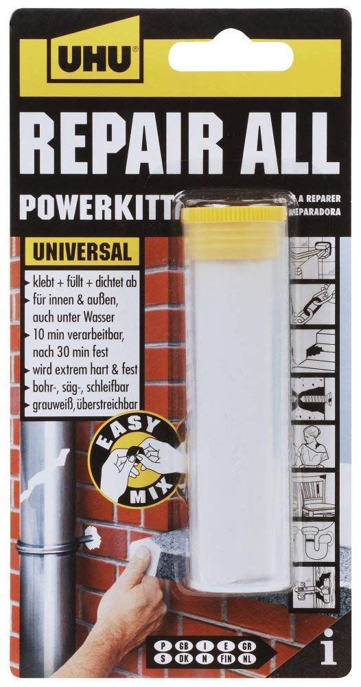 UHU Repair All POWERKITT, Klebstoff-Knetmasse auf Epoxidharzbasi, in der praktischen Box, 60g