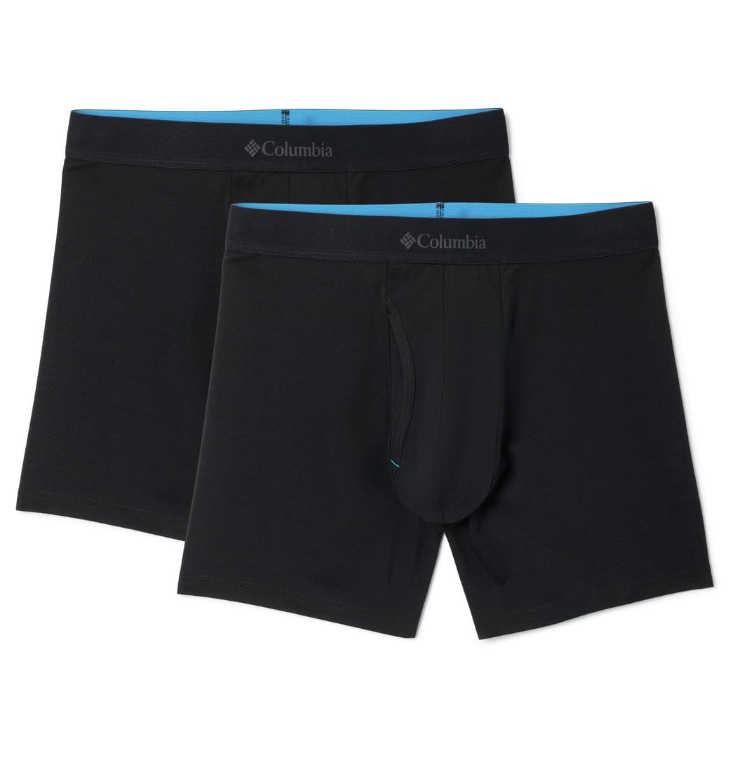 Columbia Men’s Merino Wool Boxer Brief Underwear 2-Pack, Black, XX-Large