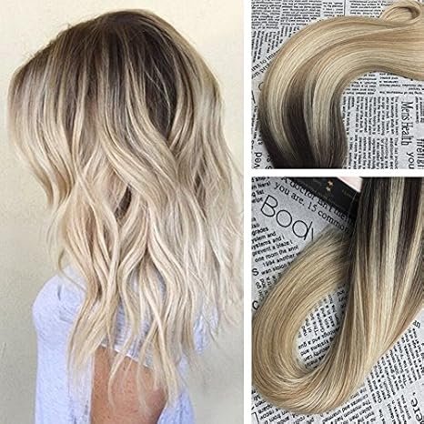 Moresoo 18 Inch 20pcs 50g Balayage Three Color Hair Dark Brown To