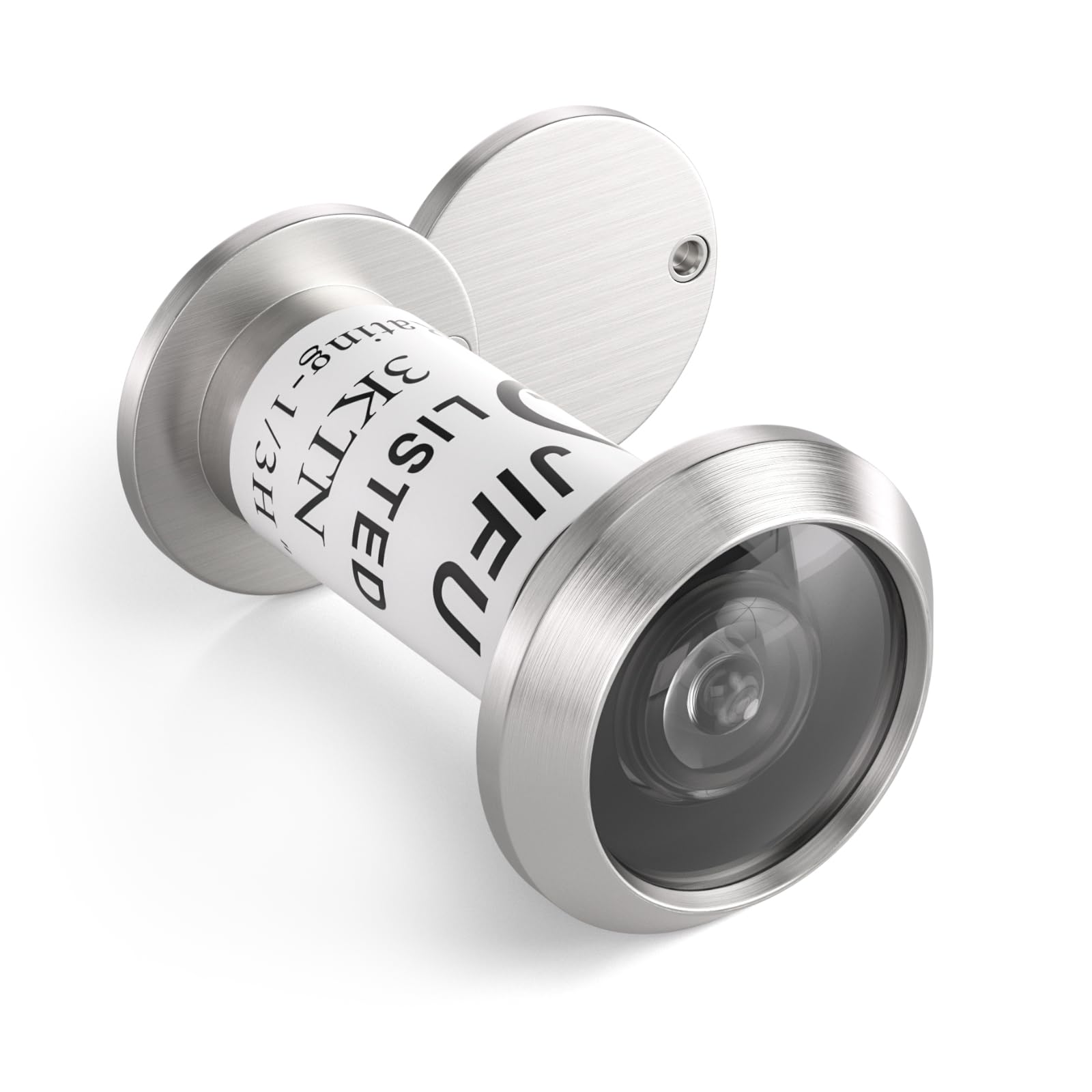 Bwintech 1 Pcs UL Listed Fire Proof Door viewer,Solid Brass 200 Degree,14mm Diameter 35-60mm Length, Brushed Nickel Finishing,with viewer Cover