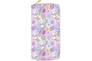 Suillty Cute Unicorn PU Leather Zip Around Long Wallet Cluth Travel Purse for Women Gilrs Ladies