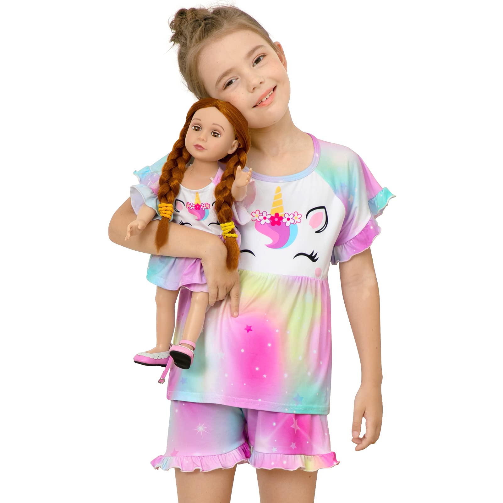 Girl & Doll Matching Pajamas Unicorn Outfit Clothes