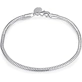 Cutesmile Fashion Jewelry 925 Sterling Silver 3mm Snake Cable Bracelet with Lobster Clasp