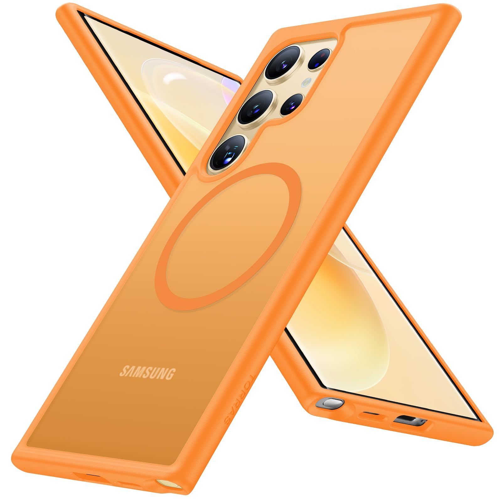 TORRAS Magnetic Shockproof Case for Samsung Galaxy S24 Ultra, 18N Mighty Magnetic, 12FT Drop Tested, Compatible with MagSafe, Protective Slim Case, Orange