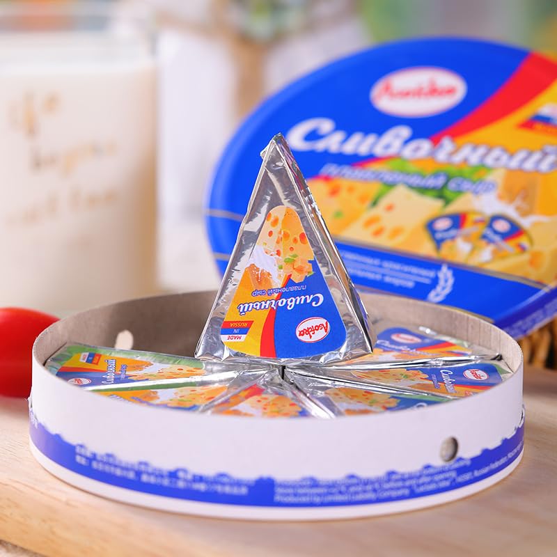 Asofka Authentic Russian Processed Cheese Triangles 140g - Creamy Individually Wrapped Ready-to-Eat Snacks