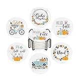 Fall Drink Absorbent Coasters with Holder Set of