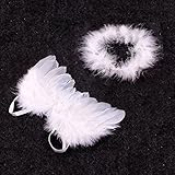 0-6 Month Angel Wings Baby Free Halo Full Fluff Turkey Feather Baby Cupid Props by Generic
