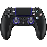 Wireless Game Controller for PlayStation 4 Bluetooth Replacement Gamepad for PS-4 Slim/Pro &amp; Windows PC Rechargeable Portable Double Vibration Joystick Remote Joypad with 1000mAh Battery,Turbo,Mapping