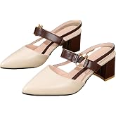 [Thick Heel Sandals] Medium Ladies Pointed Toe Baotou Thick Heel Fashion Sandals Versatile Shoes