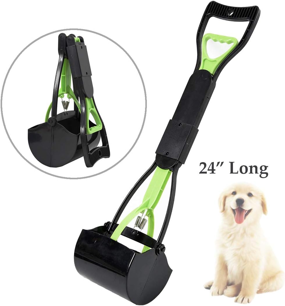 LEADALLWAY |Poldable Dog Poop Scooper|24 Inch Long Handle Jaw Pet Pooper Scoopers for Large Small Medium Dogs,Ideal for Grass,Gravel,Yards or Patio Wast-Pick Up