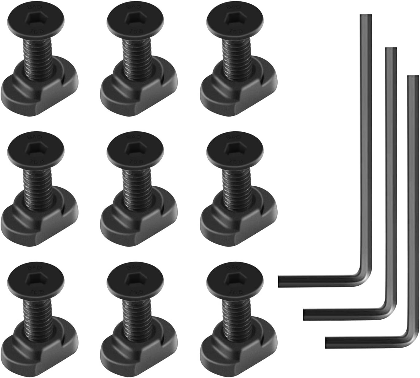 VIAKEY Mlok T-Nut Screw Replacement Set with 3 Allen Wrench, M-lok Rail Mount Long Screws & Nuts Accessories Hardware for Standard M LOK System, Set of 9 : Sports & Outdoors