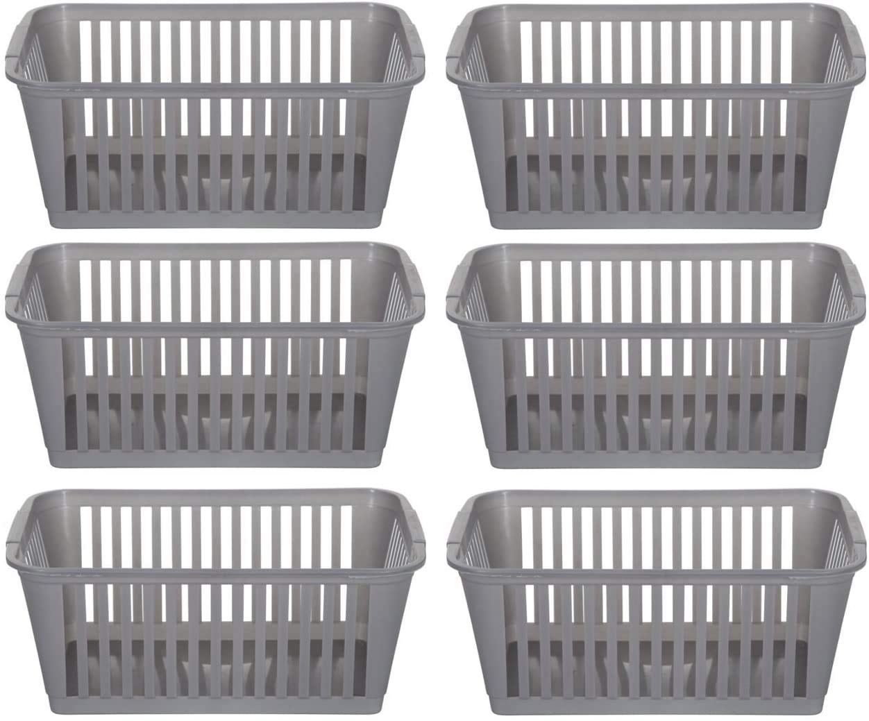 30cm Silver Plastic Handy Basket Storage Basket - Set Of 6