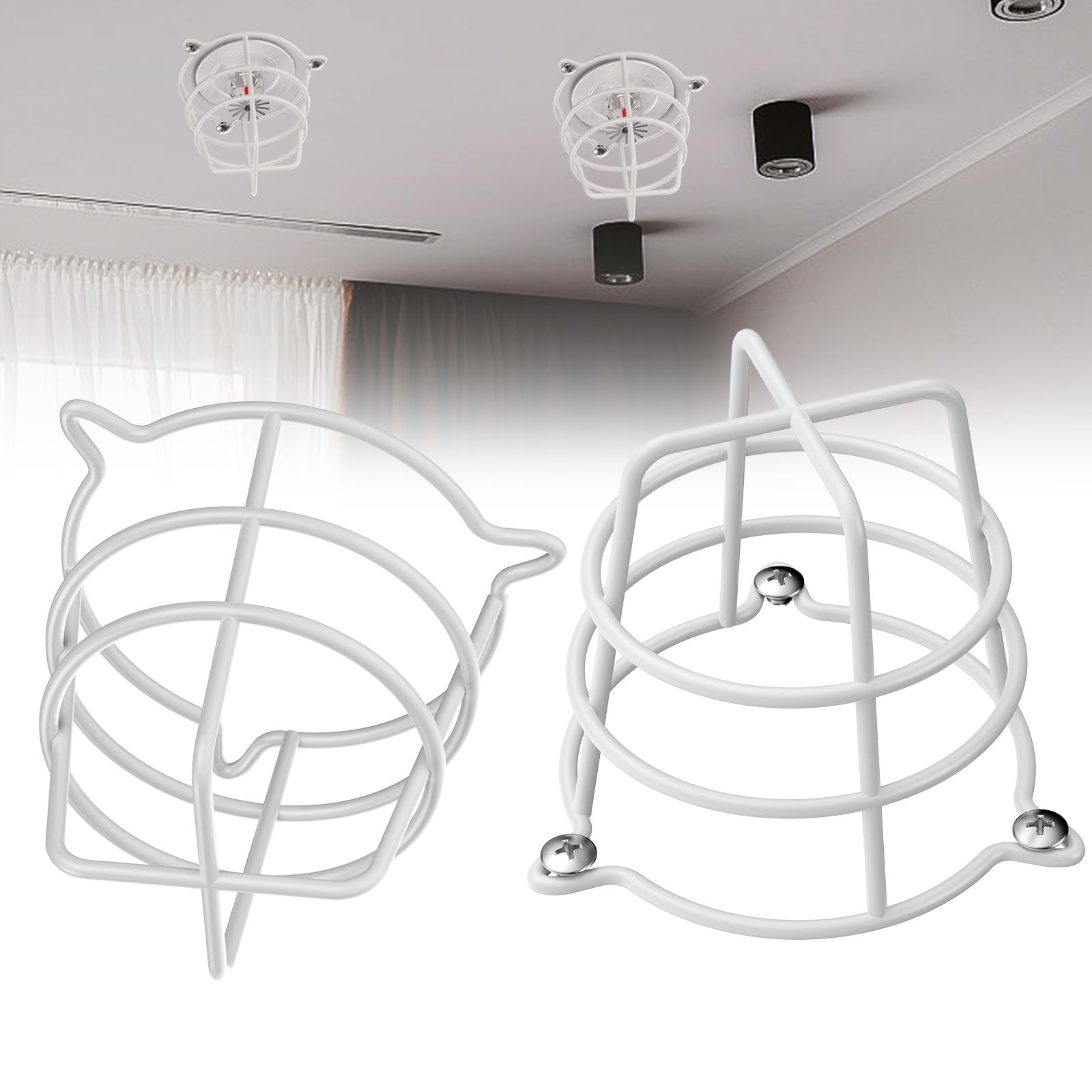 Photo 1 of 2 Pcs White Fire Sprinkler Head Guard Cover,Durable Fire Spirnkler Head Guards for Both 1/2" & 3/4" Fire Head,Guard for Fire Head for Protecting Flush Mount/Side Wall/Pendent Head Semi1041060566
