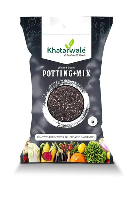 Khatarwale - Organic Soilless Premium Potting Plus Mixture (5kg) Enriched with Cocopeat, Vermiculite, Vermicompost & Perlite | All Purpose | Ready-to-Use Compost / Fertiliser for Home-Office, Indoor-Outdoor Plants