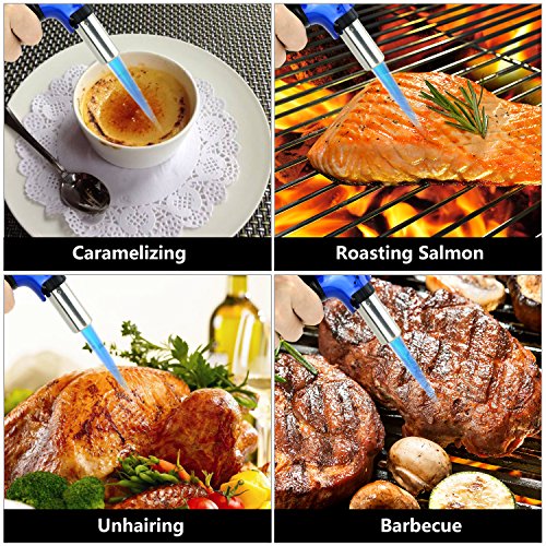 Kitchen Torch Lighter, TedGem Update Refillable Blow Torch Culinary Torch Cooking Torch Butane Torch Flame Lighter with Safety Lock Adjustable Temperature & Flame for Creme Brulee BBQ,Gas Not Included