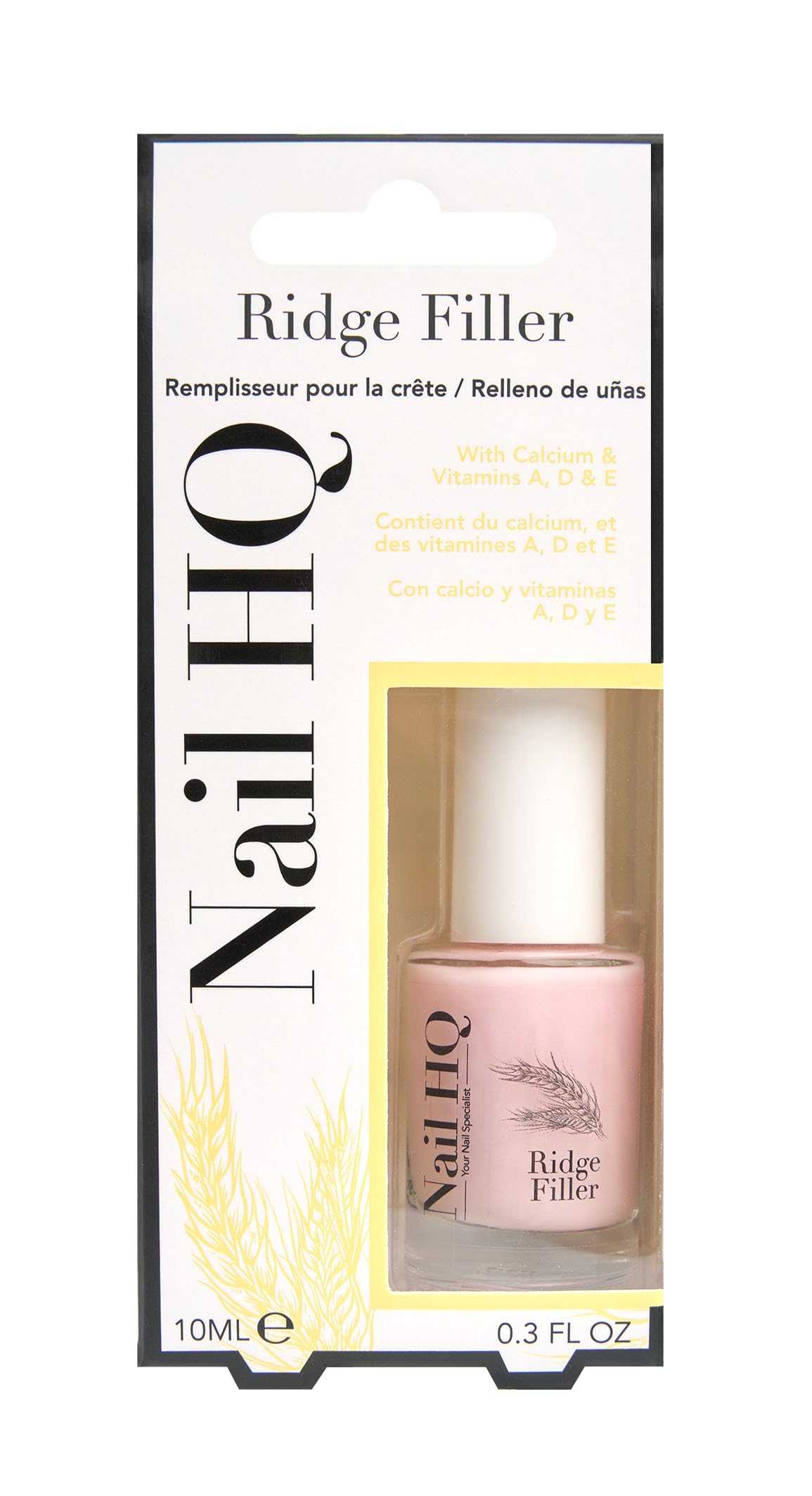 Nail HQ Ridge Filler for Nails 10ml – Vegan & Cruelty-Free Base Coat – Smoothing Nail Treatment with Wheat Germ Oil, Calcium & Jojoba – Strengthens & Restores Ridged Nails