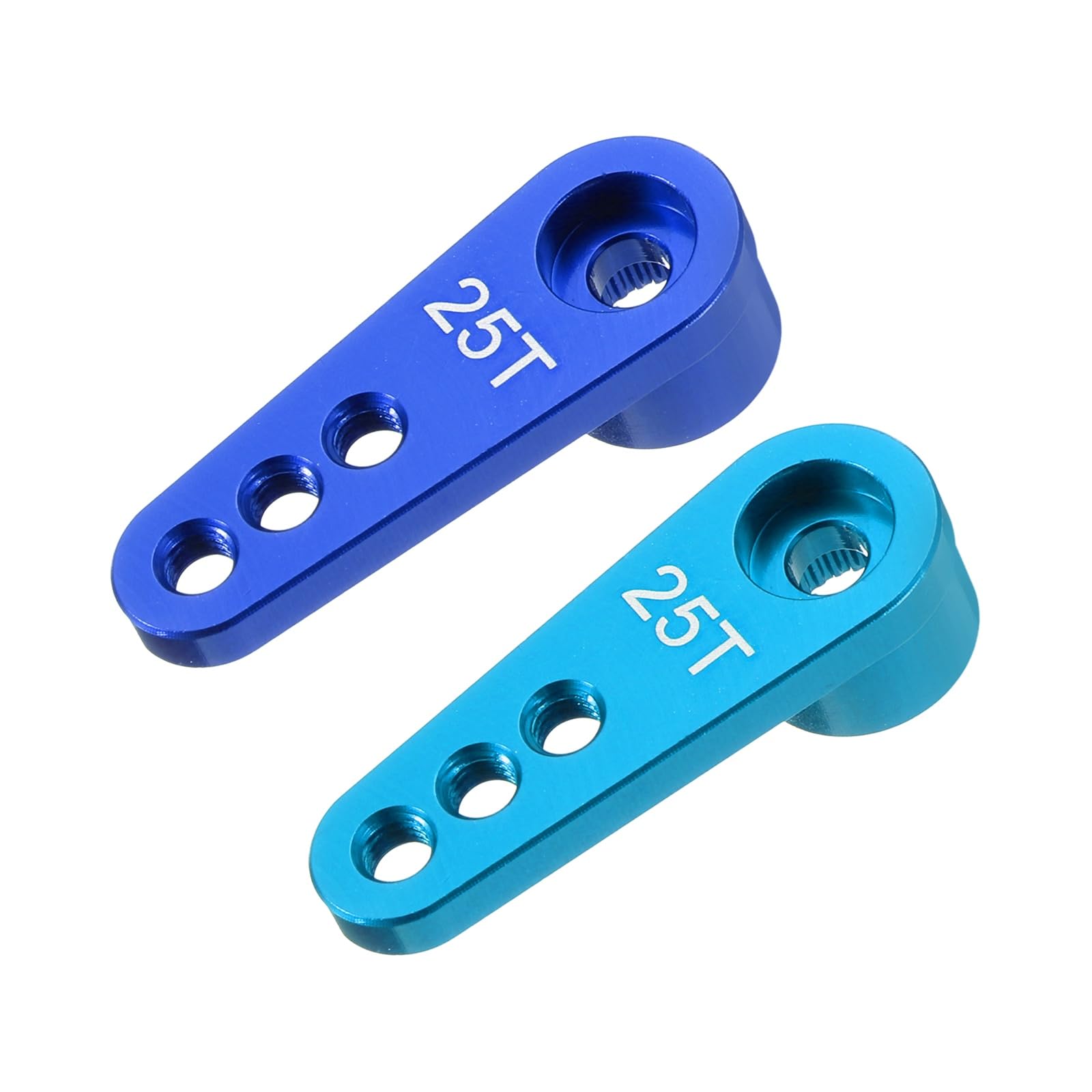 sourcing map Metal 25T Steering Servo Single Arm Horn Pale Blue & Dark Blue for RC Car 4 Pcs