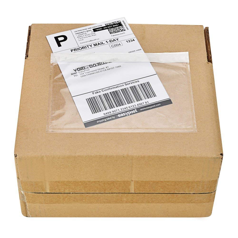 9527 Product 7.5" x 5.5" Clear Adhesive Top Loading Packing List/Shipping Label Envelopes (500 Pack) Image