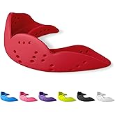 SISU Aero Medium Mouthguard, Intense Red - 30% Stronger Protection for Lacrosse, Football, Hockey, Roller Derby, Team Sports - Remoldable Up to 20 Times - Ultra Slim - Works for Braces - Non Toxic