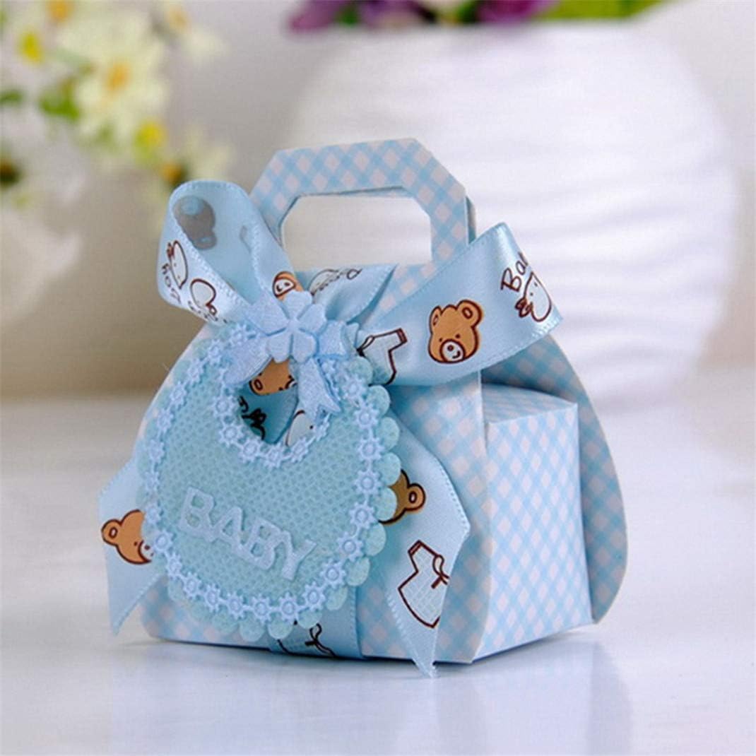 Airlove Cute Candy Gift Bags with Adorable Bib Decor Party Favor Basket Candy Boxes for Baby Boys Girls Birthday Wedding,blue