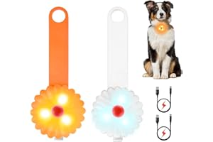 AHJ Dog Collar Light for Night Walking - 2 Pack Lights Up Dog Collar, Safety USB-C Rechargeable Light Clip-On LED for Kids' B