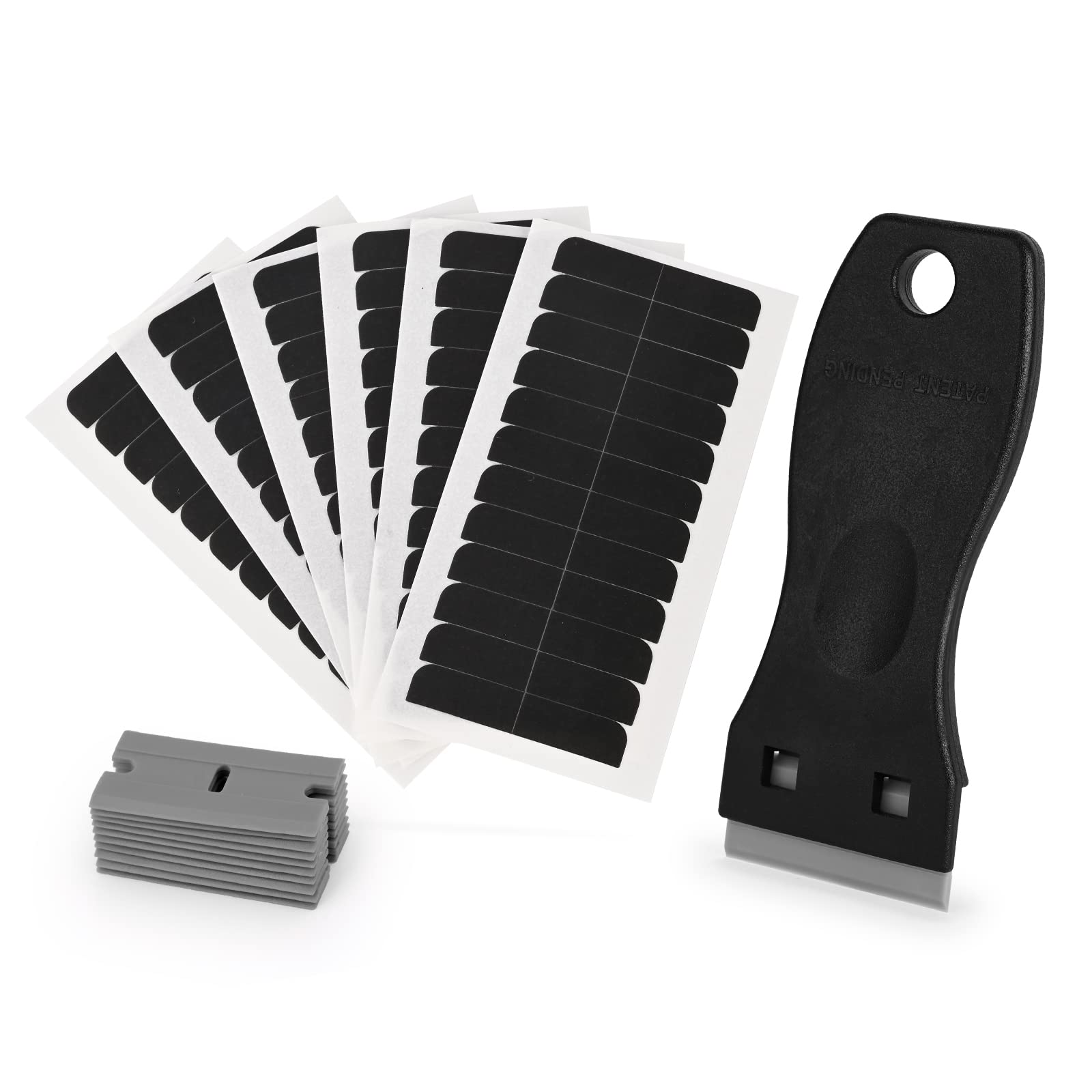 EHDIS 72 Pcs Hair Extension Tapes with Scraper for Remove Tapes and 10pcs blade, Double Sided Hair Tape for Hair Extensions Lace Wig Hairpiece Toupee Hair Weft, 4 x 0.8 cm