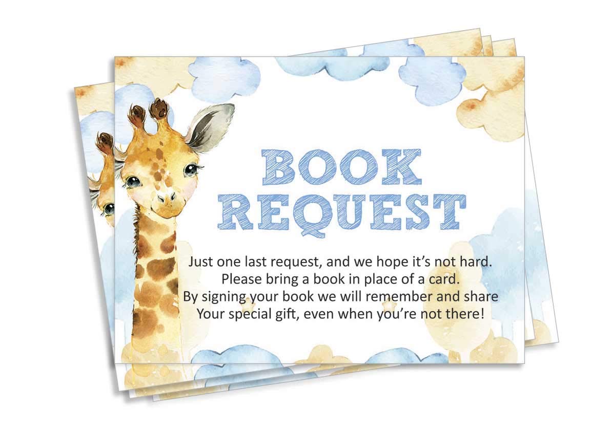 Inkdotpot 30 Giraffe Jungle Animals Baby Shower Book Request Cards Bring A Book Instead Of A Card Baby Shower Invitations Inserts Games