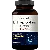 NatureBell L-Tryptophan Complex - 300 Capsules - Triple Strength 1,300mg L-Tryptophan with 200mg Free-Form L-Theanine - Calming Support Formula for Relaxation &amp; Wellness*