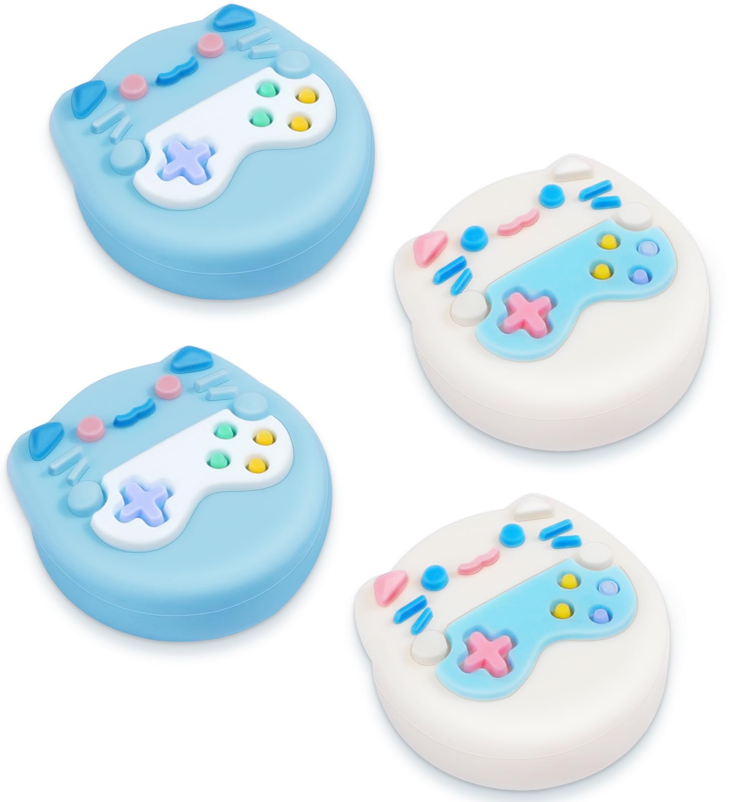 Lotadilo 4Pcs for Nintendo Switch Thumb Grips Cute Cat Design Kawaii 3D Silicone Joystick Caps Joycon Controller Button Covers for Nintendo Switch/OLED/Switch Lite for Girls Kids Teens