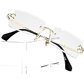 PORADAY Rectangle Sunglasses for Women Men Vintage Rimless Square Sun Glasses Candy Color