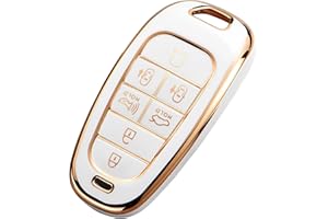 MONTAGUE for Hyundai Key Fob Cover, Premium TPU Key Case Shell for 2024 2023 2022 Hyundai Sonata, Santa Fe, Nexo, Tucson, Palisade, Remote Smart Car Key Fob Protector（7 Buttons Ivory）