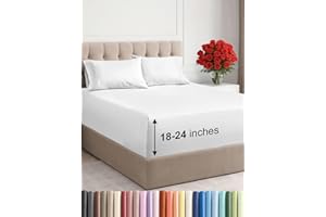CGK UNLIMITED Extra Deep Pocket Queen Sheet Set - 4 Piece Breathable & Cooling Bed Sheets - Hotel Luxury Sheet Set - Ultra Soft, Wrinkle Free & Comfy - Easily Fits Extra Deep Mattresses - Deep Pocket White Sheets